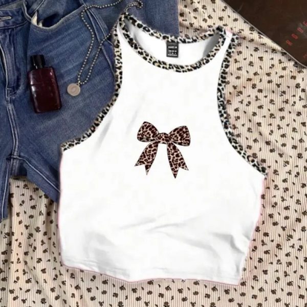Top de lazo estampado de leopardo