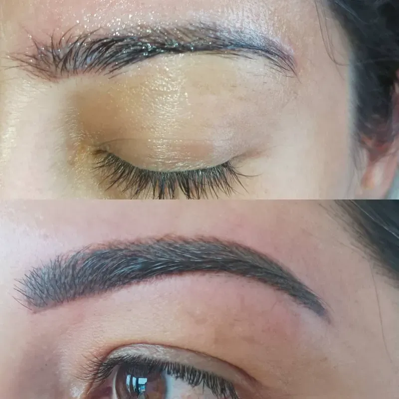 Técnica de cejas combinada