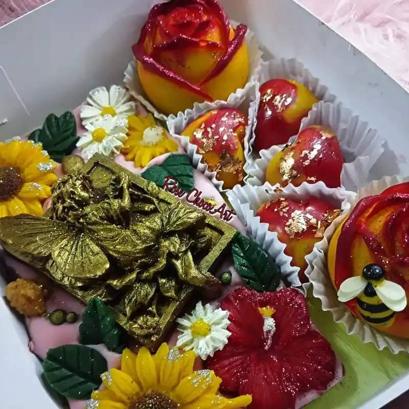Caja de bombones Hada con flores 