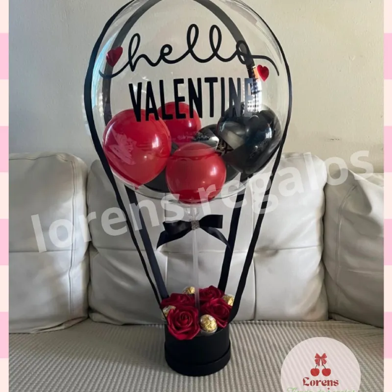 Globo burbuja y flores eternas