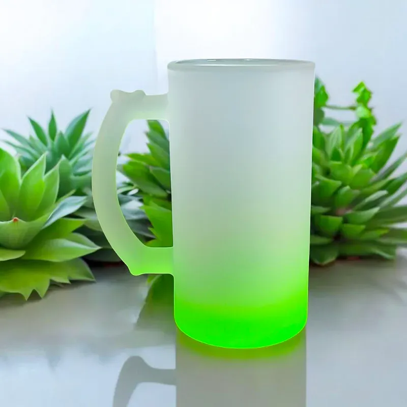 Jarra Cervecera de vidrio esmerilado