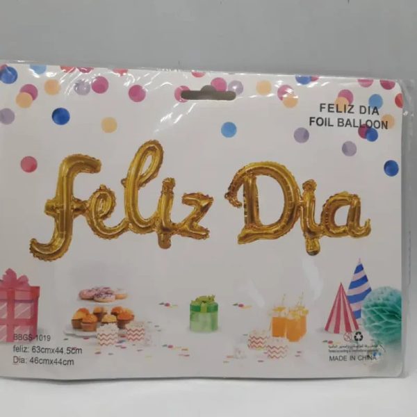 ‼️Cartel de globos - Feliz Día‼️ Dorado