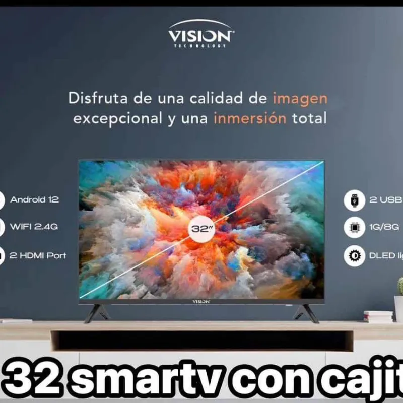 SmarTV Vision 32” con cajita interna y soporte