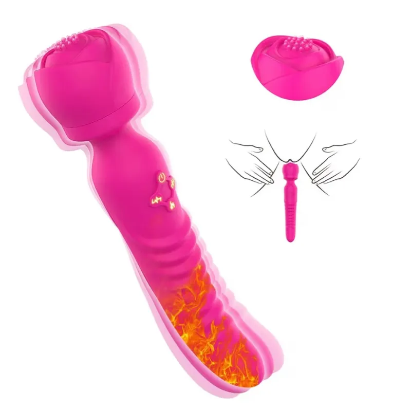 Masajeador Vibrador Rose Blossom 2 en 1