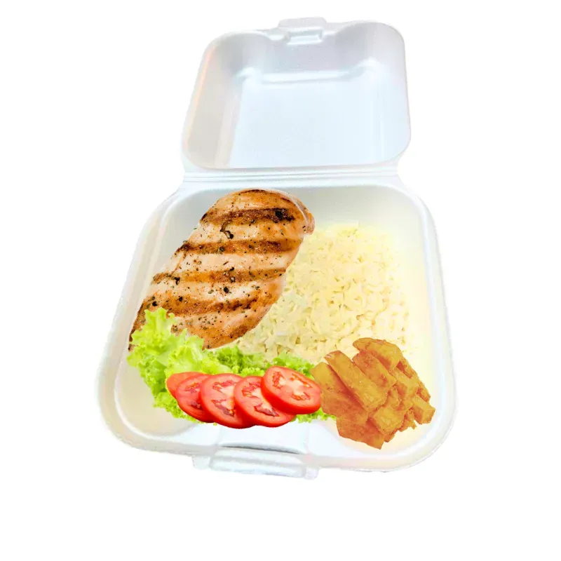 Completa Pechuga de pollo (arroz blanco/moro, pechuga de pollo grillé, vegetaes y viandas fritas)