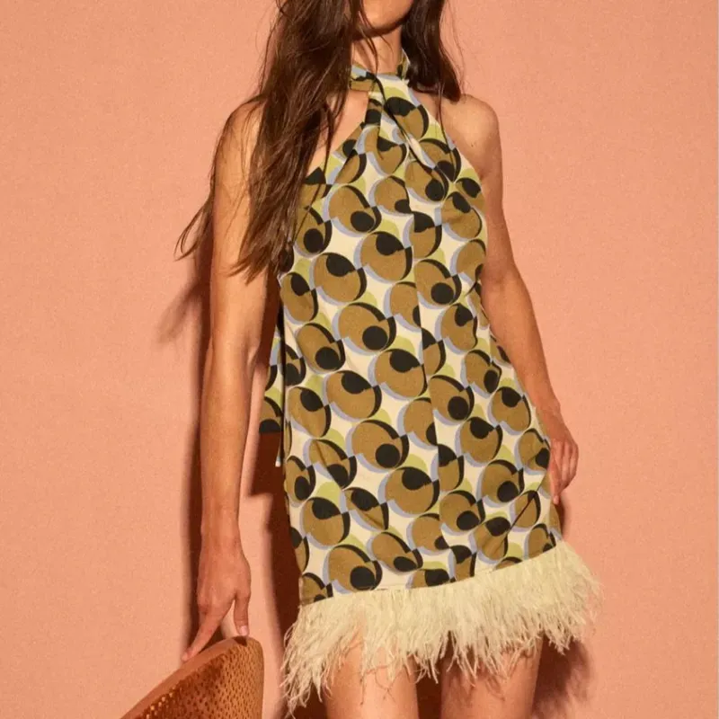 Vestido Zara estampado con flecos abajo