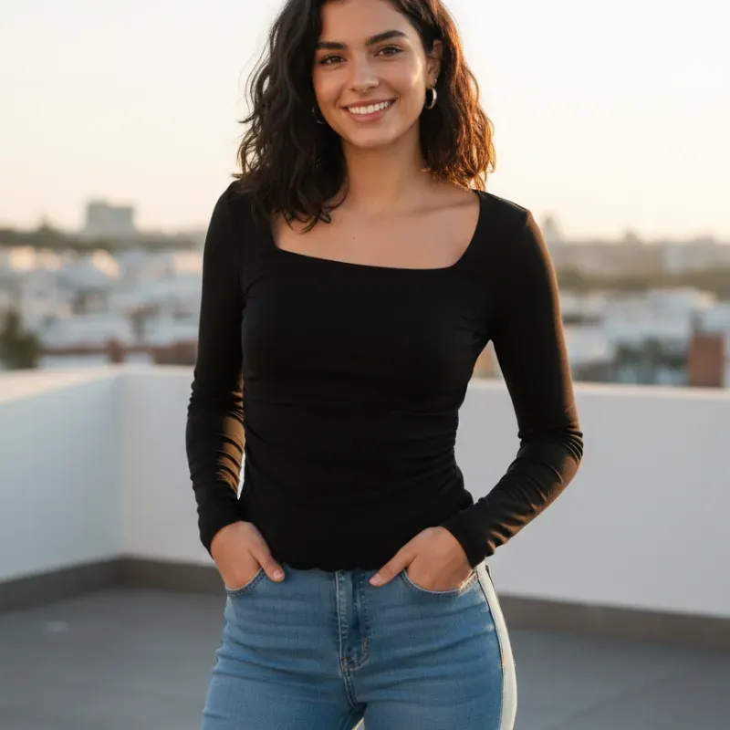 Blusa negra elegante de mujer