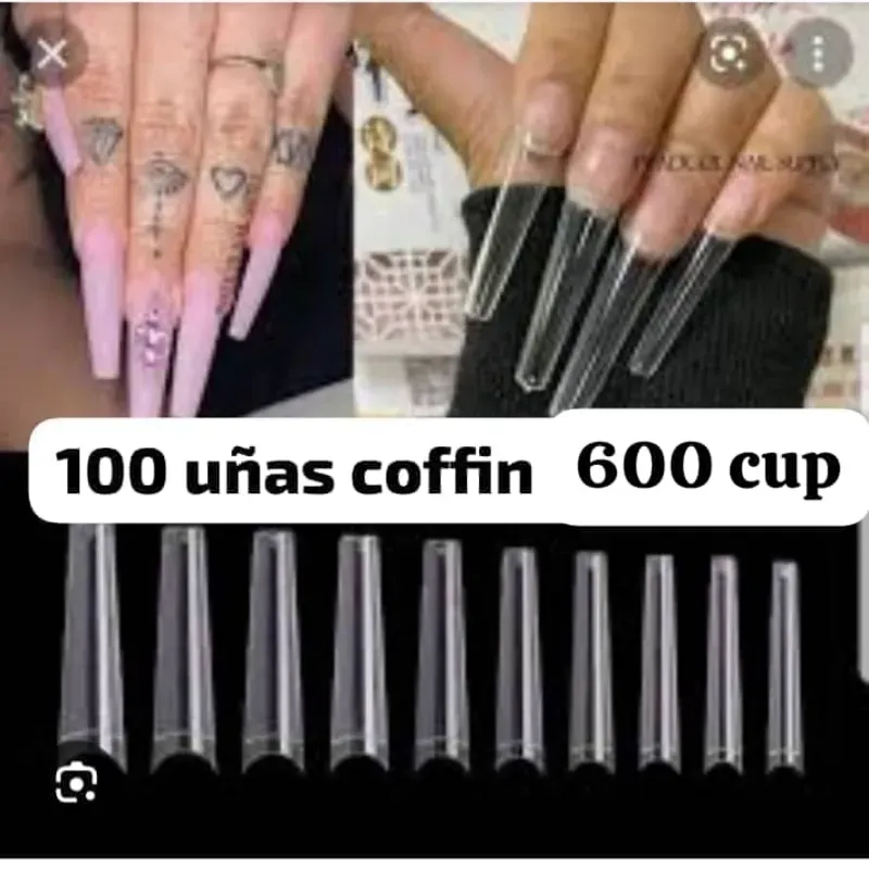 UÑAS , XXL COFFI CLEAR  100 tips