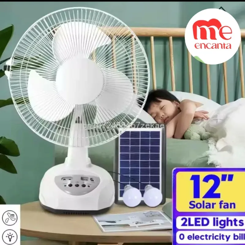 Ventilador Solar Recargable 12"