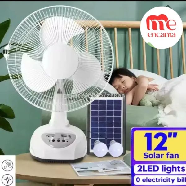 Ventilador Solar Recargable 12"