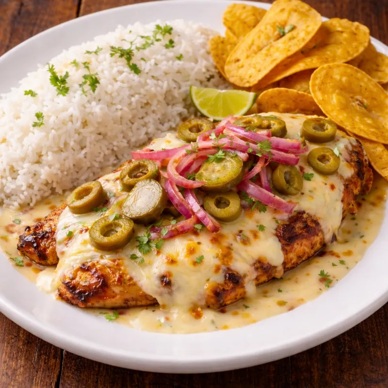 Pollo Patron con arroz blanco