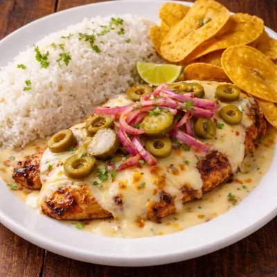 Pollo Patron con arroz blanco