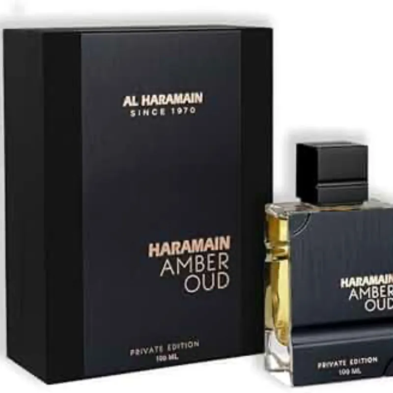 Al Haramain Amber Oud - Edición privada unisex - Perfume árabe para mujeres y hombres - Fragancia árabe de larga duración con bergamota, vainilla, almizcle y madera de cedro - Spray EDP de 2 onzas