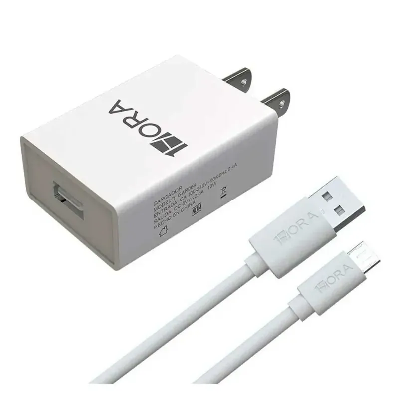 Combo cargador 1hora de 2.4a con adaptador de corriente y cable tipo c, 12w