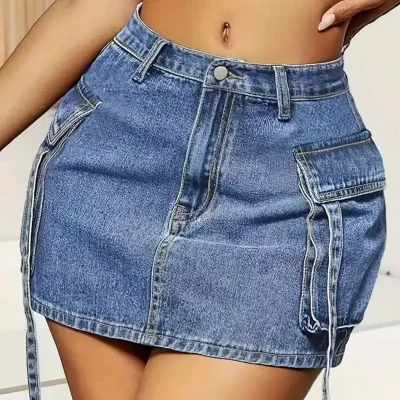 Falda denim corta