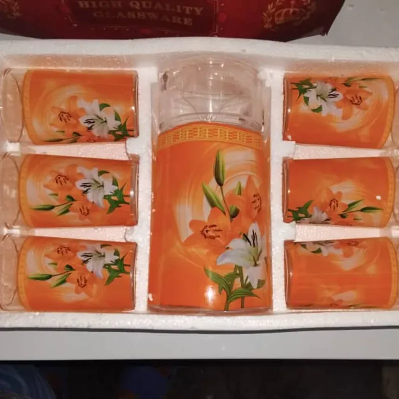 Juego de jarra de cristal con 6 vasos