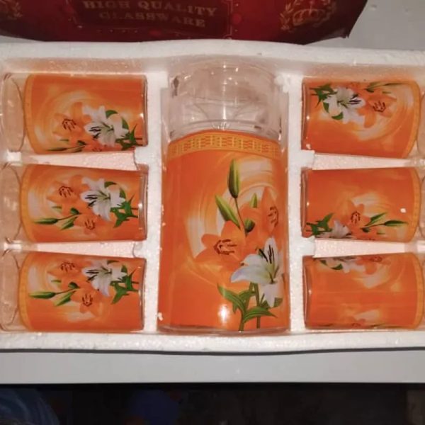 Juego de jarra de cristal con 6 vasos