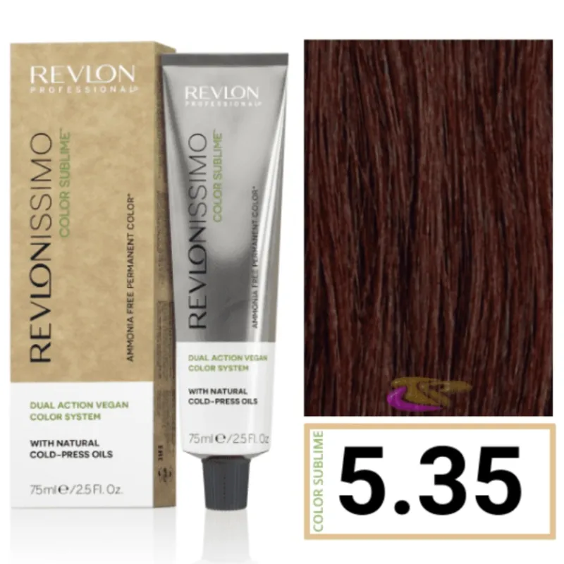 Tinte Revlon 5.35 castaño claro dorado caoba