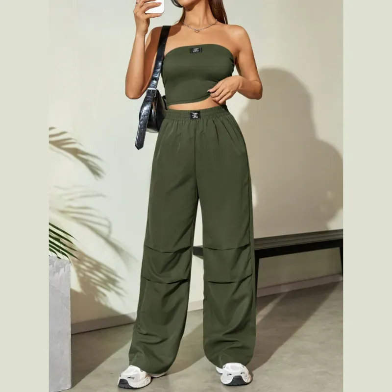 Conjunto de top y pantalón verde