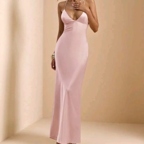 Vestido rosa con escote espalda