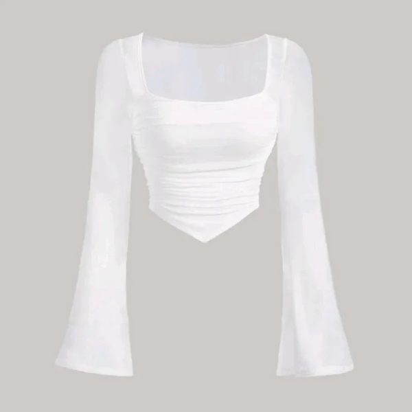 Top blanco mangas largas acampanadas