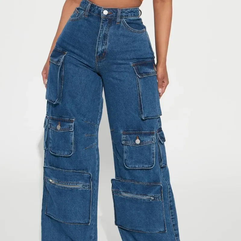  FashionNova Cargo Jeans — Azul Oscuro