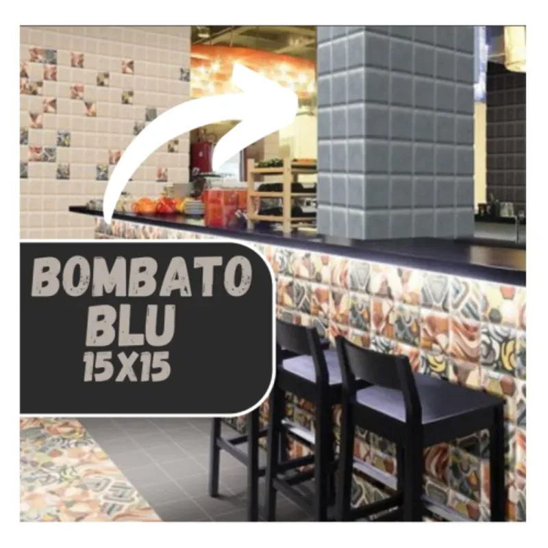 Losa cerámica Bombato blu 15x15 cm 373700260