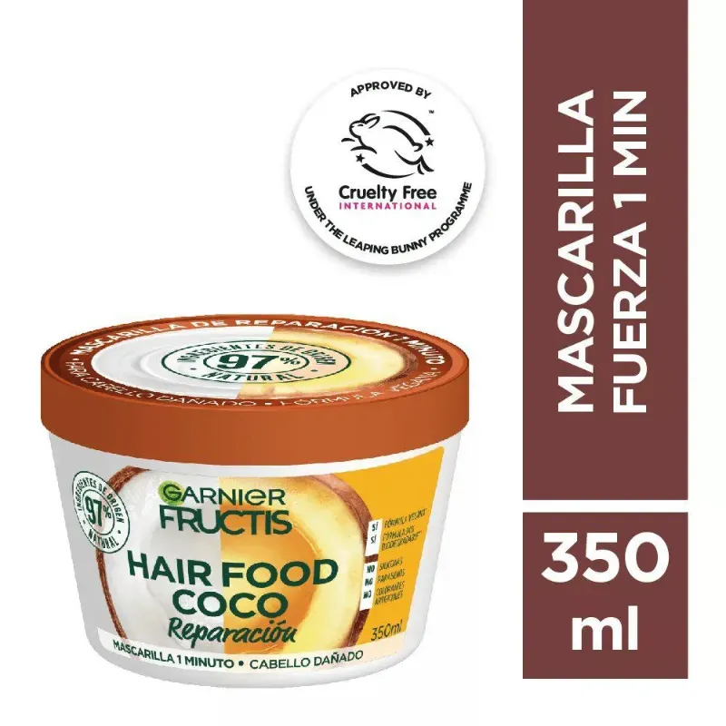  Garnier Fructis Hair Food Coco Reparación – Mascarilla Fuerza 1 Min (350 ml)