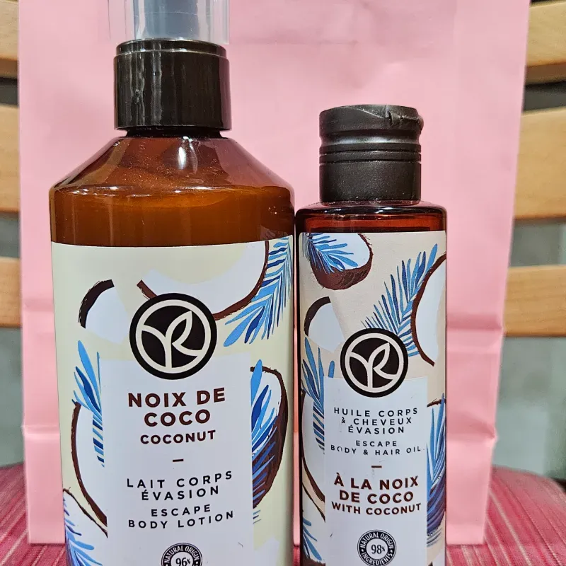 Dúo de loción corporal y aceite para cuerpo y cabello