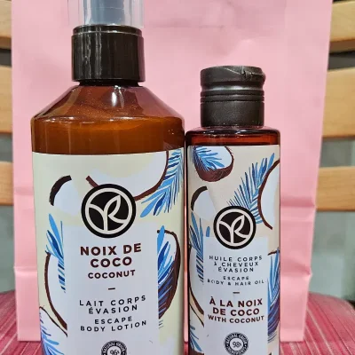 Dúo de loción corporal y aceite para cuerpo y cabello