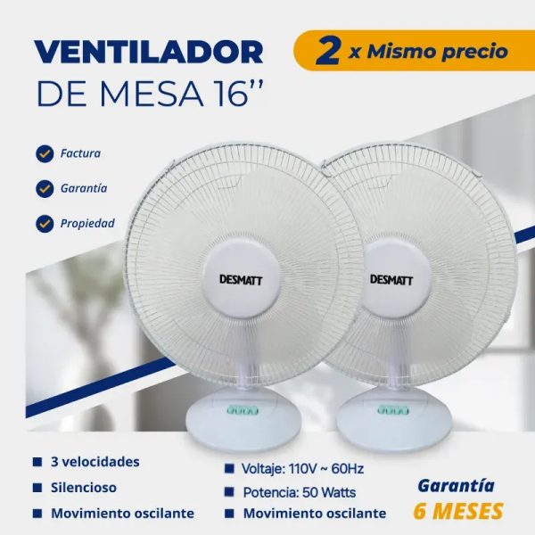 2 VENTILADORES DE MESA 16" DESMATT (FAD)
