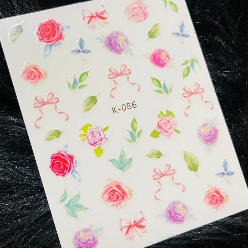 Calcomanía flores y lazos