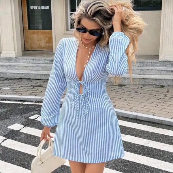 Vestido rayado azul