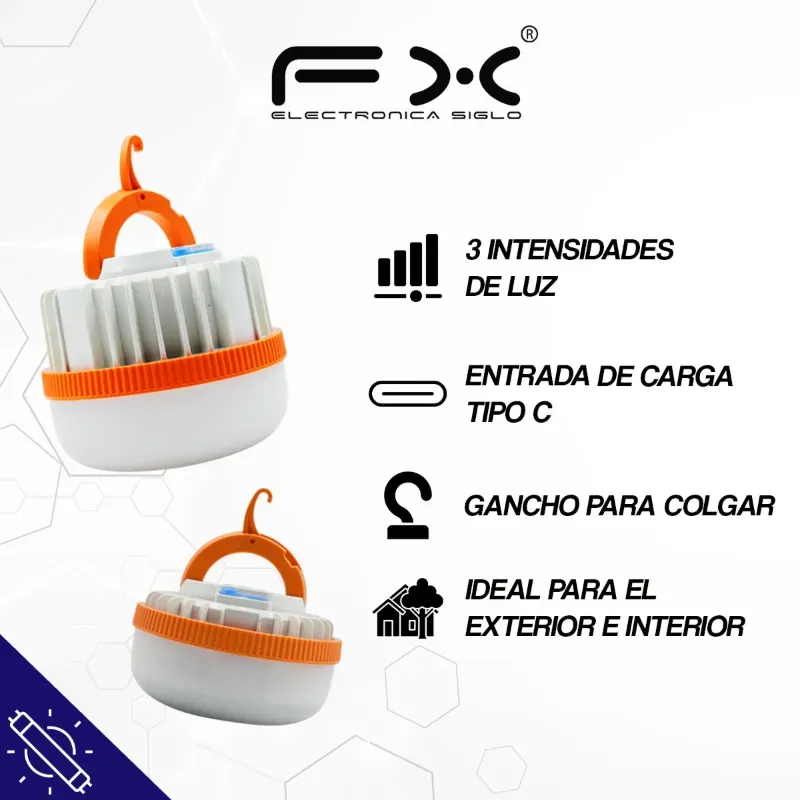 BOMBILLO RECARGABLE AJUATABLE 30W.