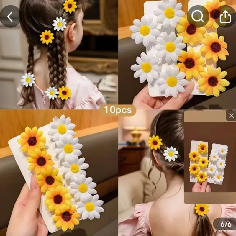 Pinzas de Pelo Flores Amarillas y Blancas