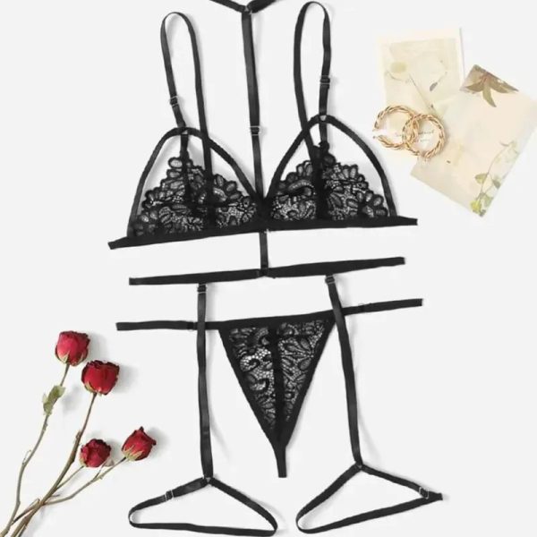 ❤️ Conjunto de lencería roja + bata de tul – Tallas S y M