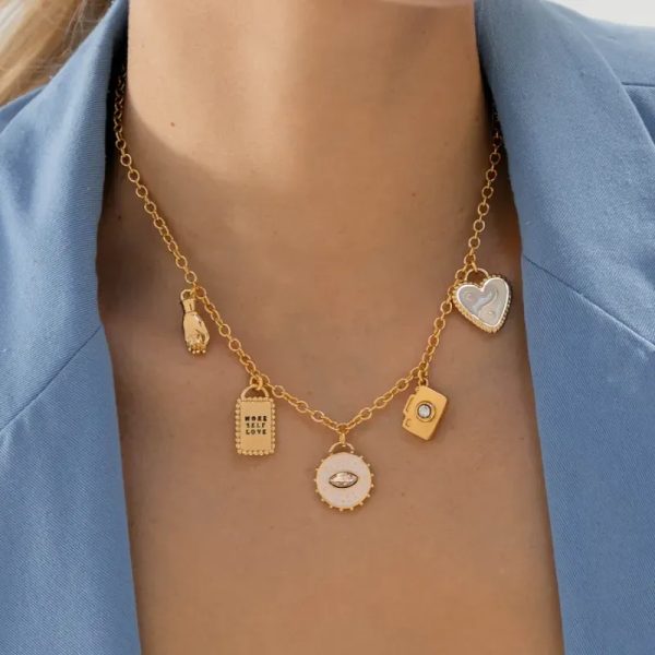 Collar Multicharms Afirmaciones + Aretes