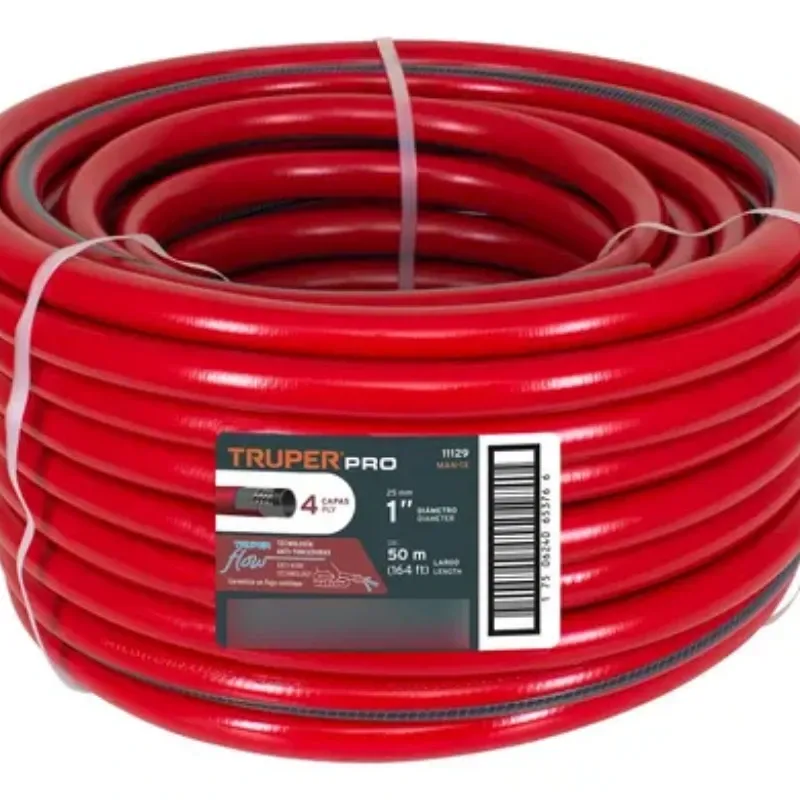 Manguera 1¨ Super Reforzada 4 Capas Color Rojo ( Venta por Metro )