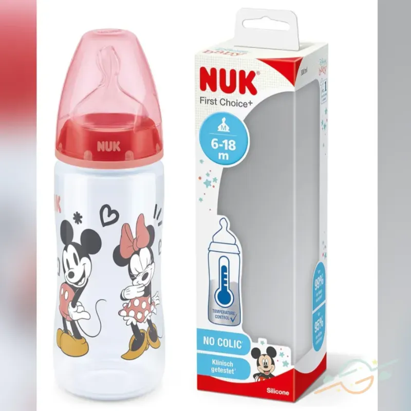 Biberón Minnie com válvula anticólicos, libre de bisfenol A y con indicador de temperatura