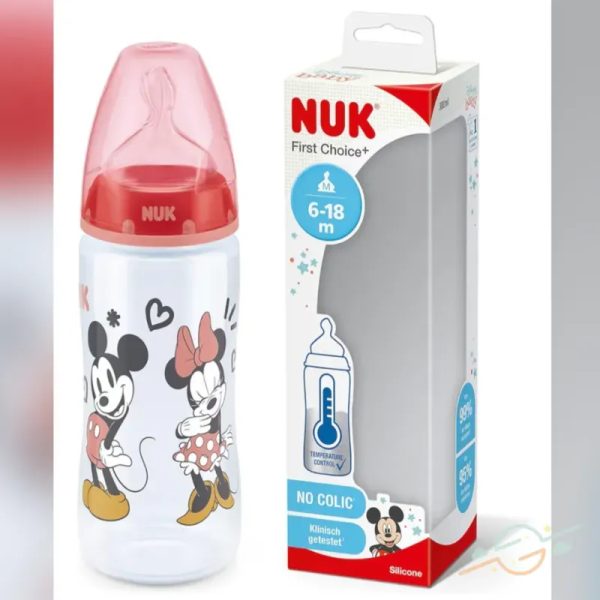 Biberón Minnie com válvula anticólicos, libre de bisfenol A y con indicador de temperatura