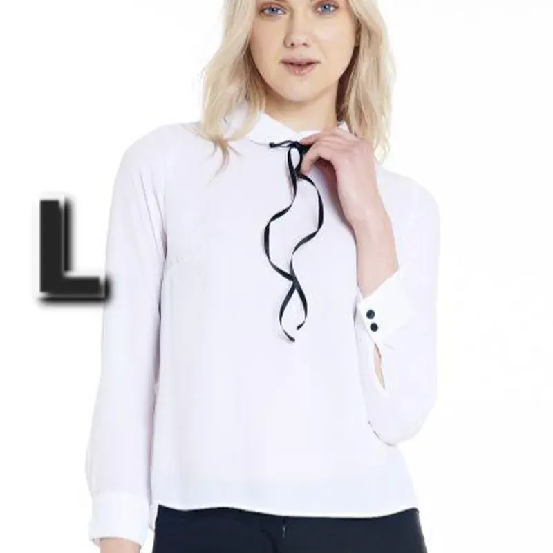 Blusa de Vestir Mangas Largas Blanca