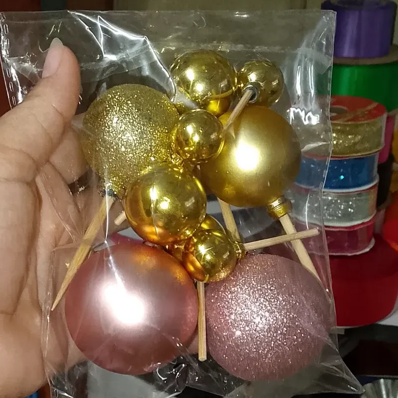 Esferas plásticas | rosa vieja+oro