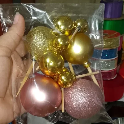 Esferas plásticas | rosa vieja+oro