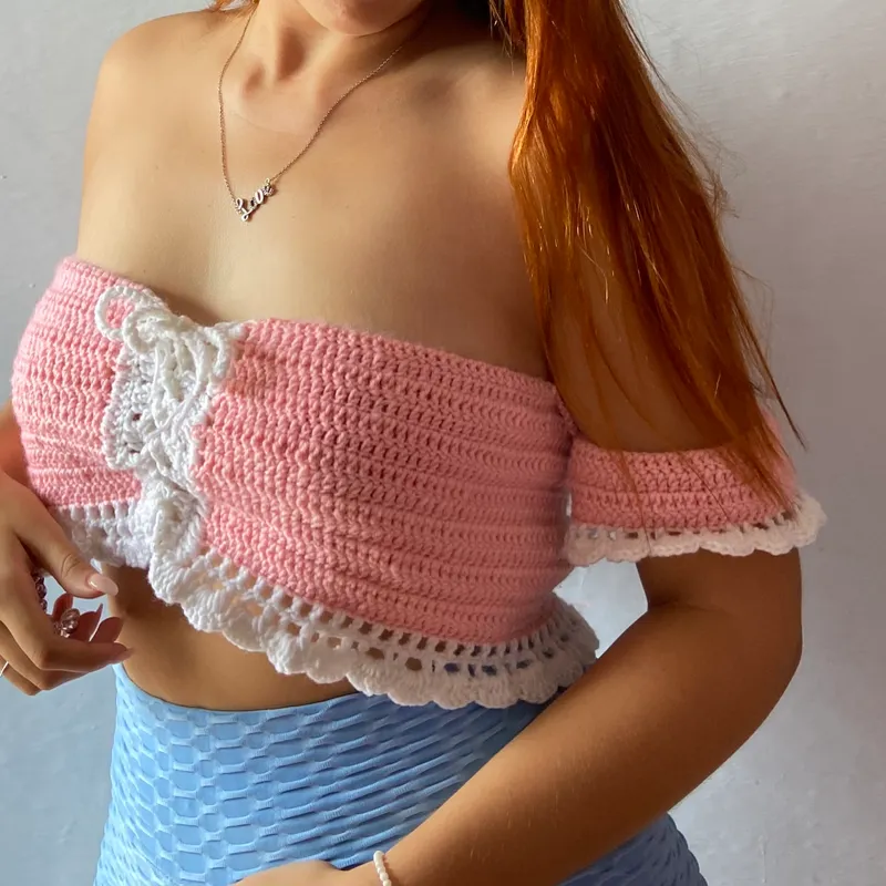 Top campesino con abanicos