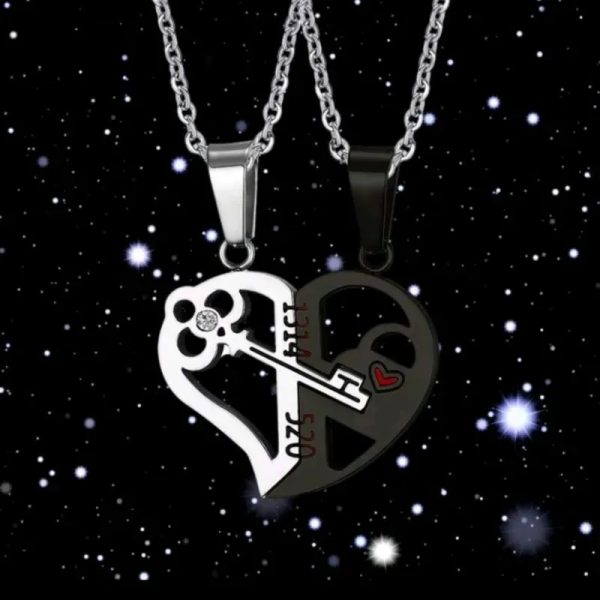 Pareja de collares de acero inoxidable con numerología china ´´Te amaré por Siempre´´