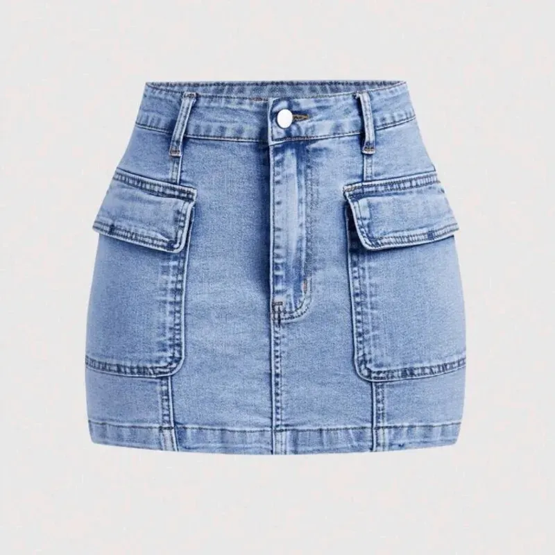  Falda cargo de mezclilla — Azul