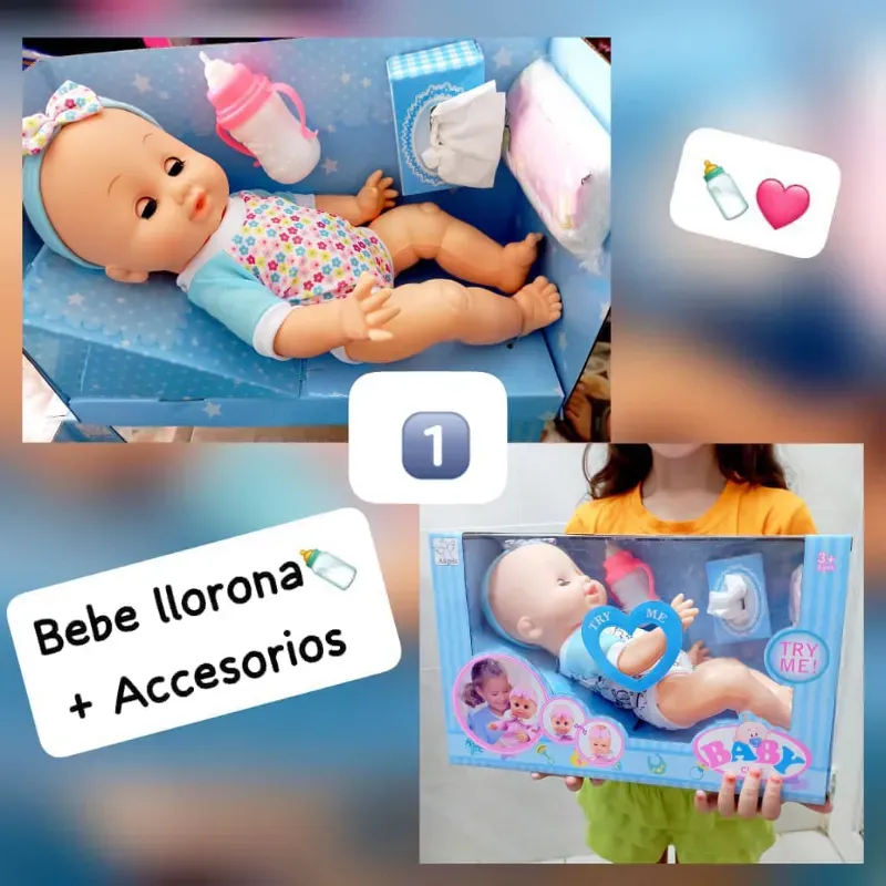 Bebe llorona con accesorios