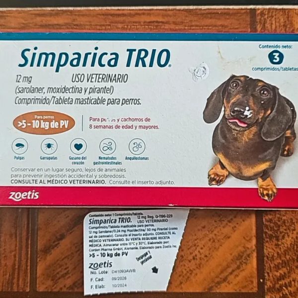 SIMPÁRICA TRÍO 12 MG (5- 10 KG)