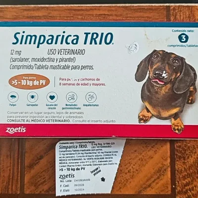 SIMPÁRICA TRÍO 12 MG (5- 10 KG)