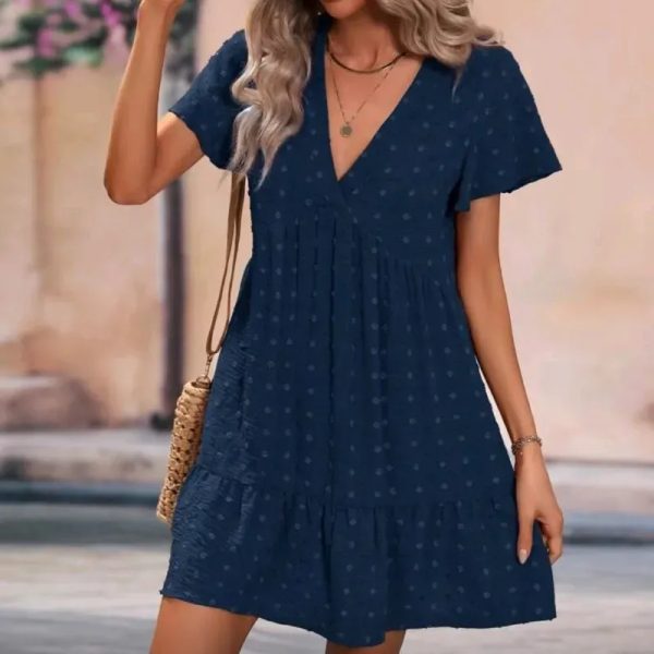  Vestido con mangas de mariposa — Azul Marino